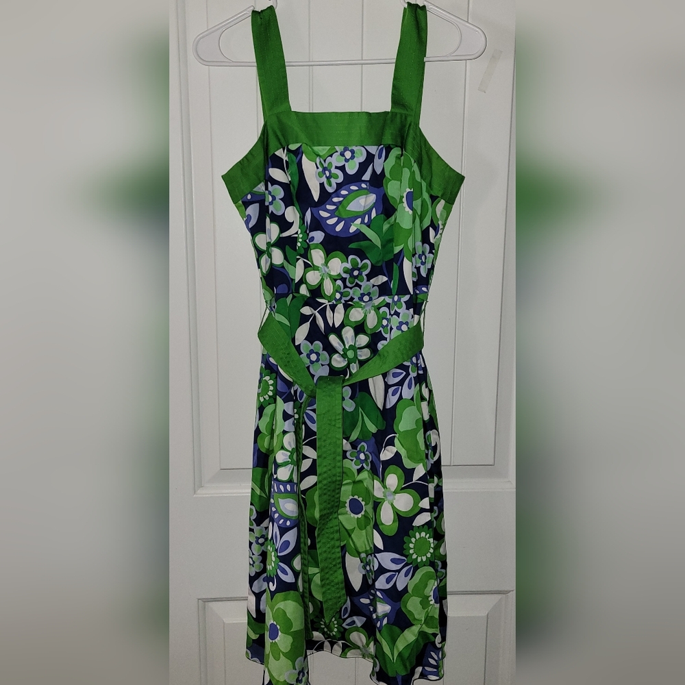Studio One Vibrant Floral Green and Blue Women's Dress Size 10 ❤️